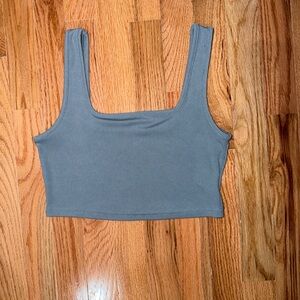 Blue-Gray Ribbed Women's Crop Top